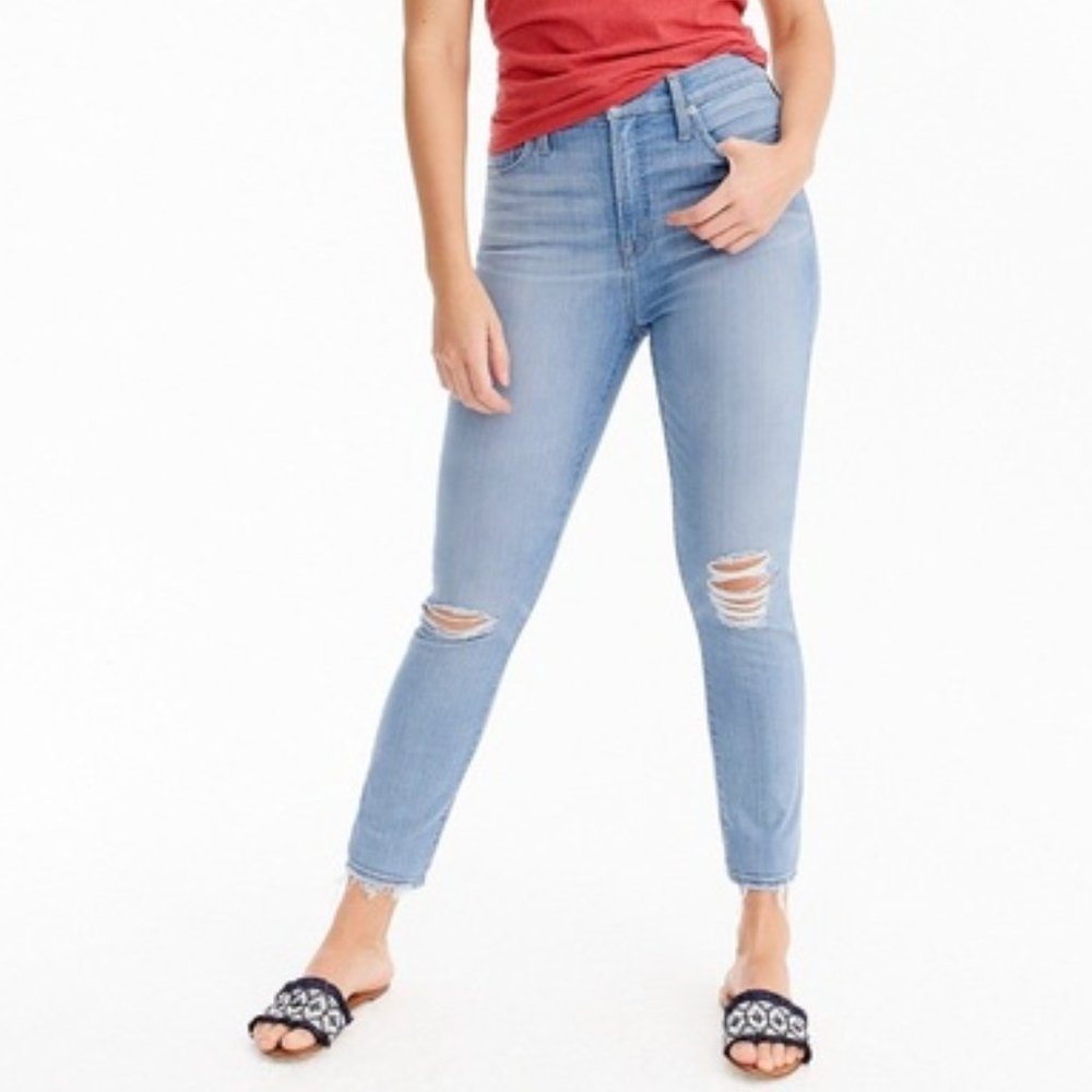 J. Crew Curvy Toothpick Jeans Women's Size 29 Stretch Denim Distressed Skinny